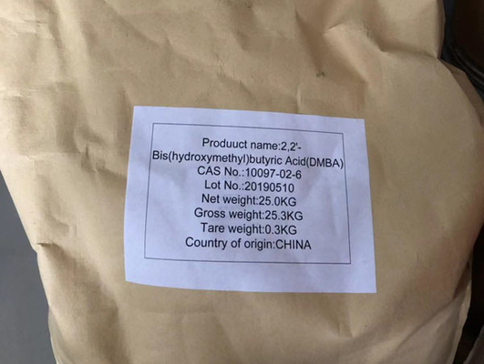 DMBA 2,2-Bis(hydroxymethyl)butyric acid CAS 10097-02-6  good crosslinking and hydrophilic agent or used to produce water-based high molecule system